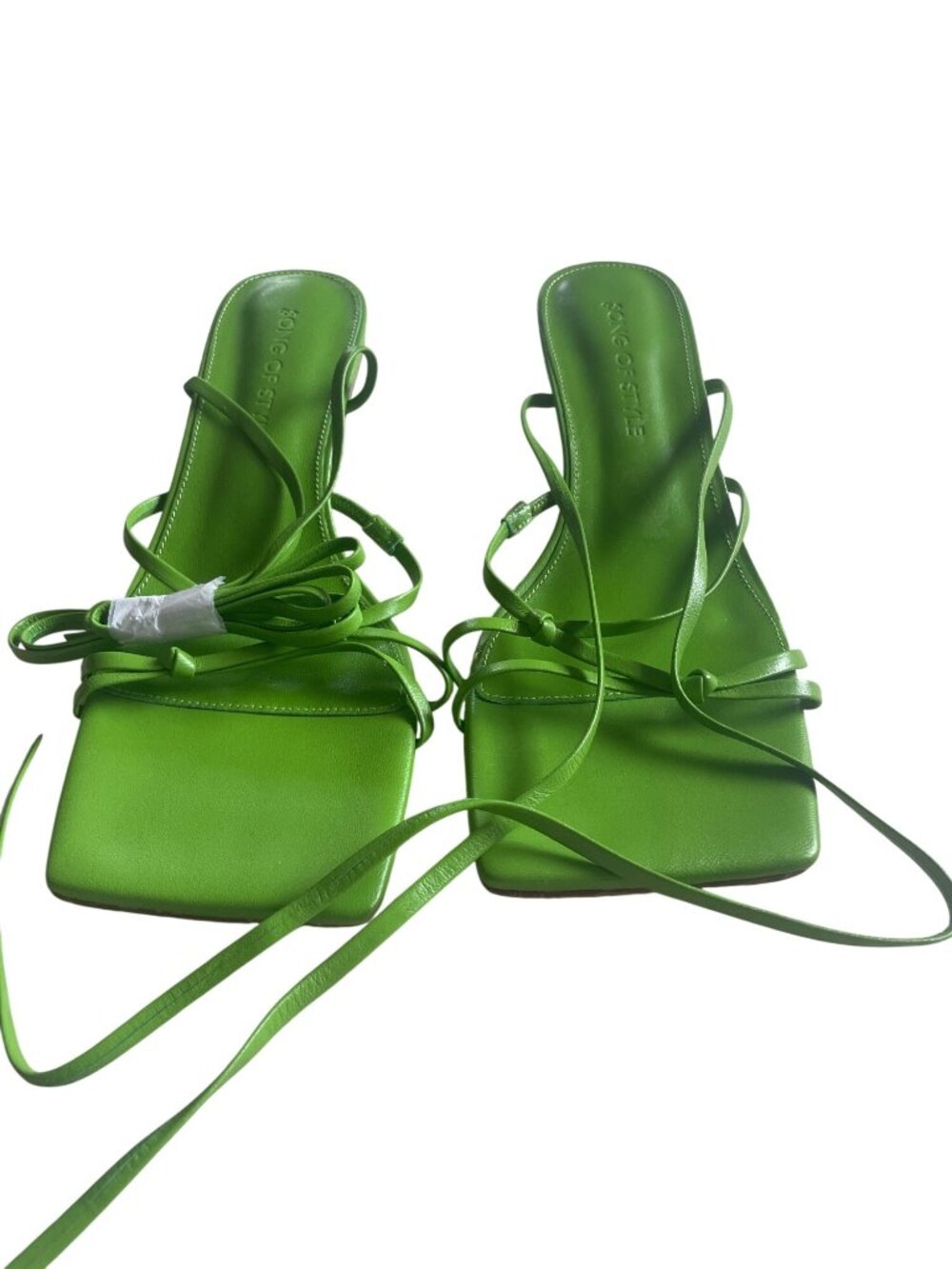 Song of Style Soiree Kelly Green Kitten Heel Square Toe Strappy Revolve 90s - Picture 3 of 9